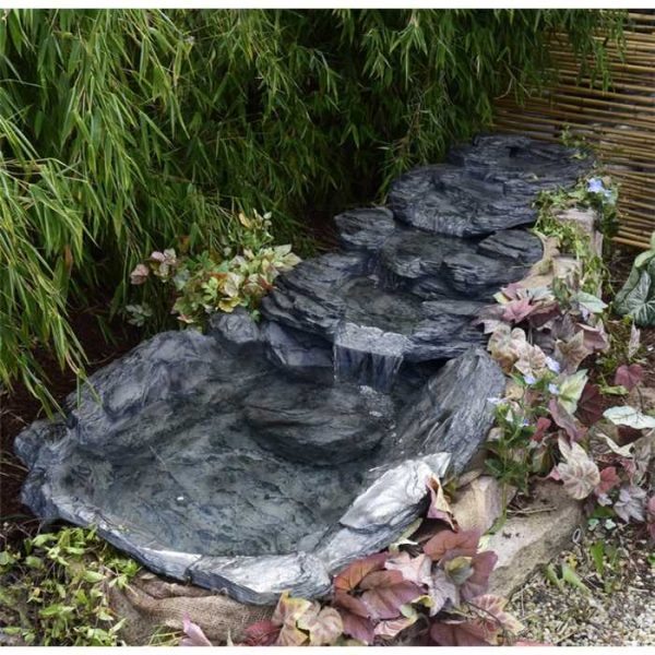 Fontaine Jardin Plastique Avec 4 Buses - Noir Pour étang Ou Aquarium